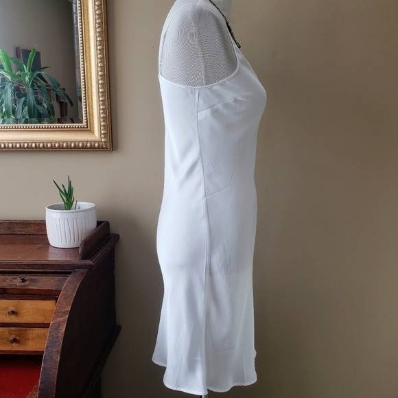 Maje White Satin Spaghetti Strap Slip Dress V-Neck Size Small - Picture 5 of 11